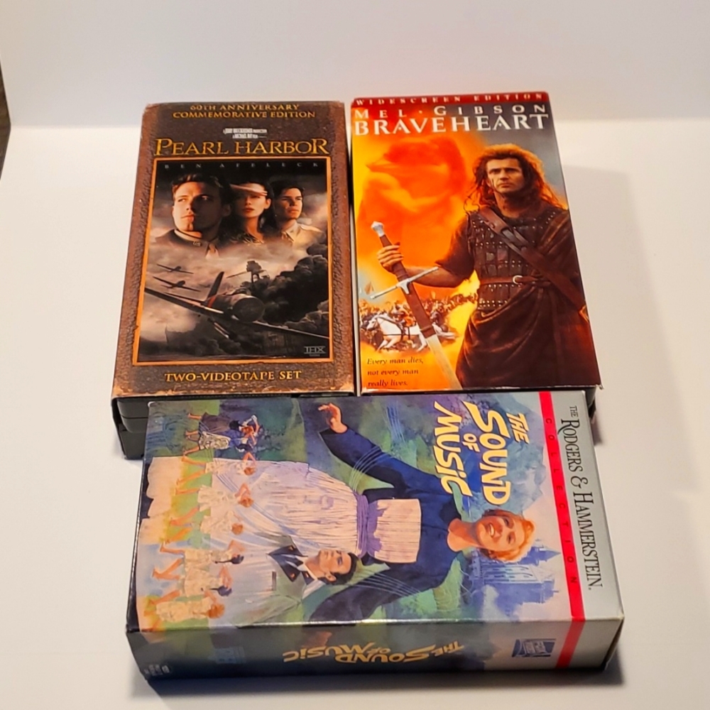 3 Movie Tapes Braveheart Pearl Harbor Sound of Music